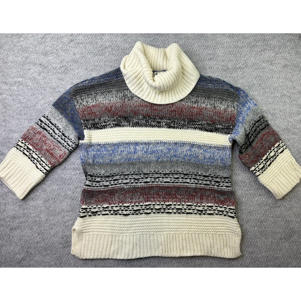 Motherhood Maternity M Striped Chunky Knit Turtleneck Sweater Wool Blend